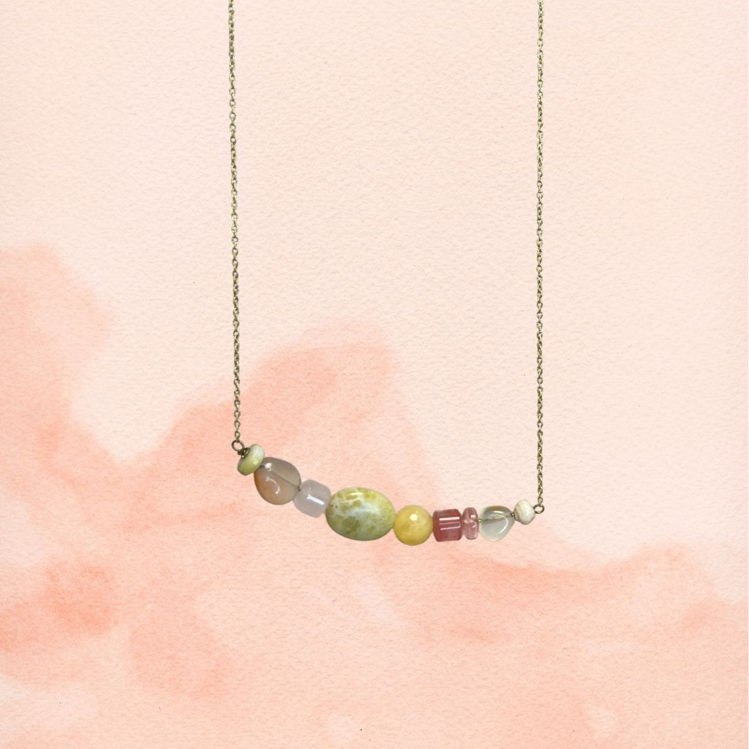 Collar de jade y cuarzo rosa