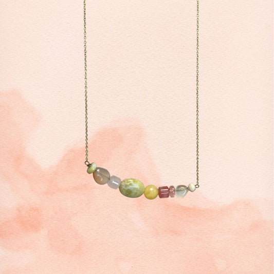 Collar de jade y cuarzo rosa