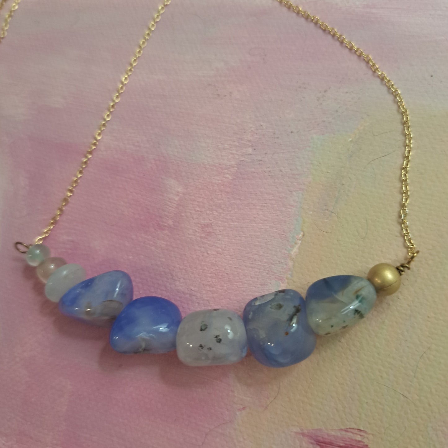 Collar de calcedonias azules
